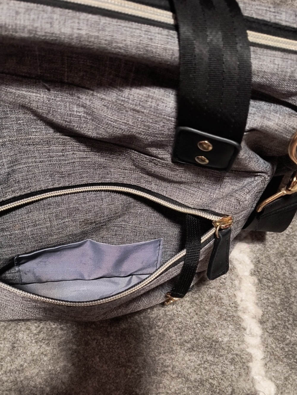 Ruvalino Grey Black Carryall Travel Tote Diaper Bag - Picture 15 of 15
